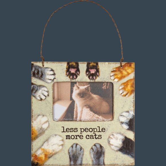 Photo Frame Less People More Cats 4.5 x 4.5 in Hang Table Top Magnet Square Gift - Picture 2 of 5
